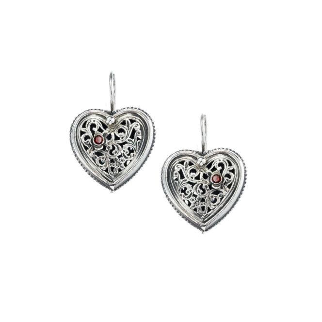 Garden Shadows Hearts earrings in Sterling Silver with Garnet - Image 2