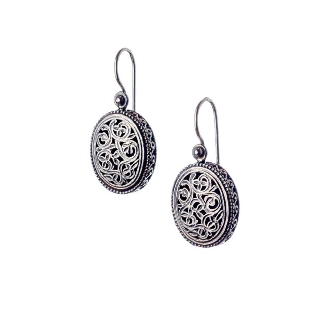 Earrings in sterling silver.Garden Shadows Medium oval Earrings in Sterling Silver