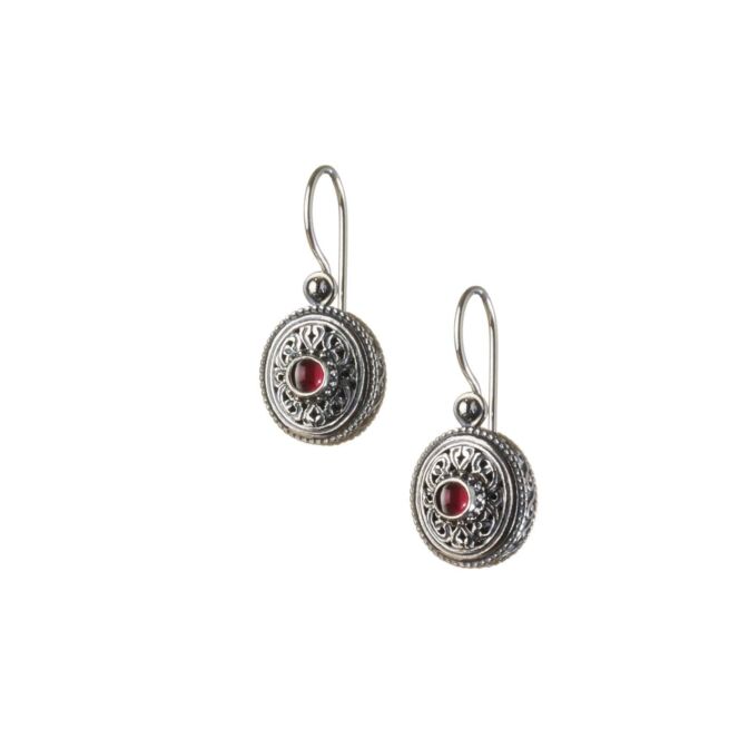 Earrings in sterling silver with gemstones 4mm.Garden Shadows small Oval earrings in Sterling Silver with Gemstones