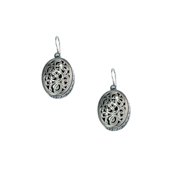 Earrings in sterling silver.Garden Shadows big Oval Earrings in Sterling Silver