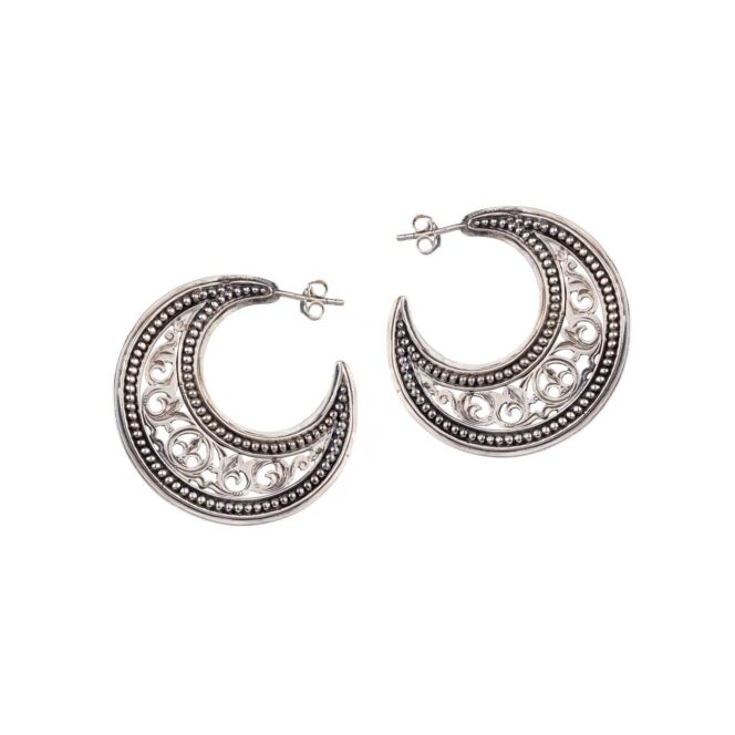 Garden Shadows medium Hoops Earrings in Sterling Silver