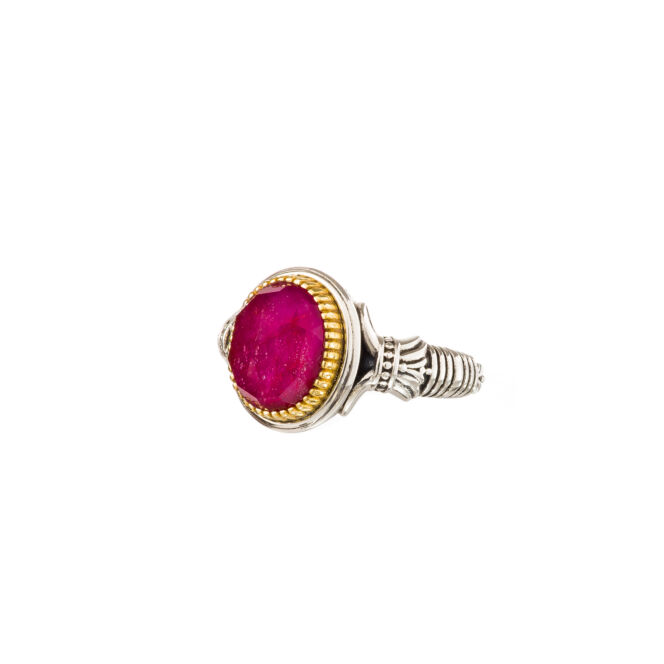 Ring in Sterling Silver with Gold Plated Parts and doublet stone 9x11mm.Ariadne ring in Sterling Silver with Gold Plated Parts