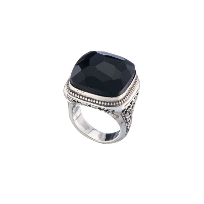 Big square Ring in Sterling Silver with black onyx stone - Image 6
