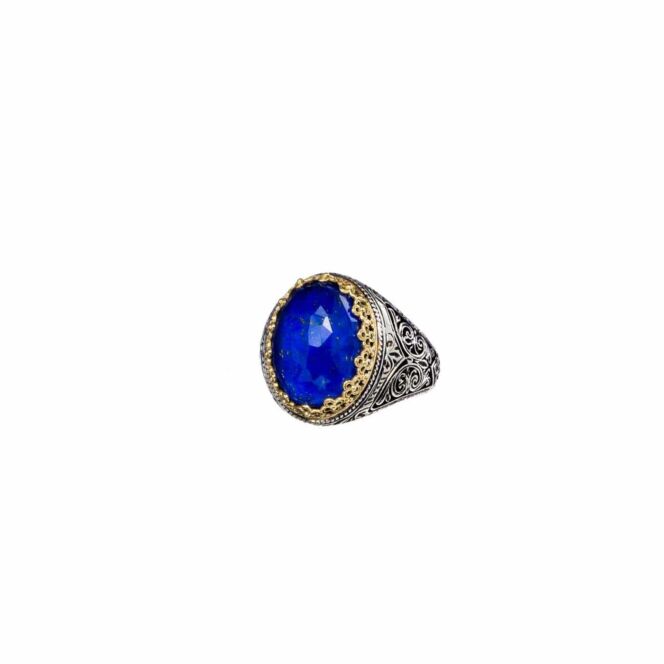 Aegean colors oval ring in 18K Gold and Sterling Silver and doublet stone - Image 3