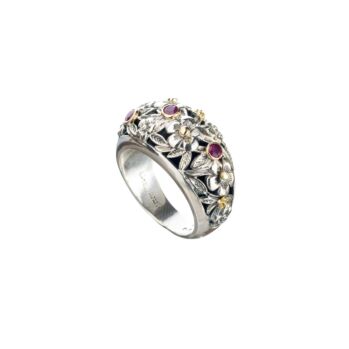 Ring in 18K solid Yellow Gold and sterling silver with rubies.Harmony ring in 18K Gold and Sterling Silver with rubies
