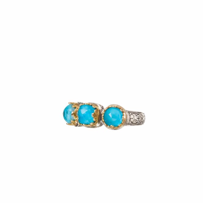 Aegean colors ring in 18K Gold and Sterling Silver with doublet stones - Image 4
