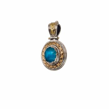 sterling silver and doublet stone 9x11mm.Iris pendant in 18K Gold and Sterling Silver