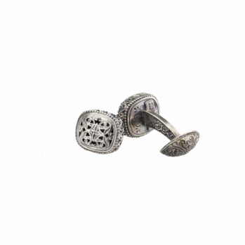 Cufflinks in sterling silver.Garden Shadows small Cushion Shape Cufflinks in Sterling Silver
