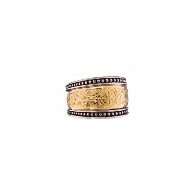Byzantine band ring in 18K Gold and Sterling Silver - Image 3