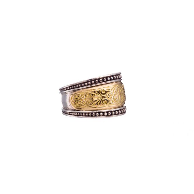 Byzantine band ring in 18K Gold and Sterling Silver - Image 2