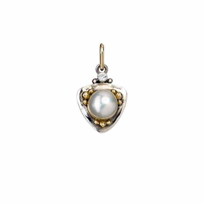 Byzantine pendant in 18K Gold and Sterling Silver with ruby - Image 3