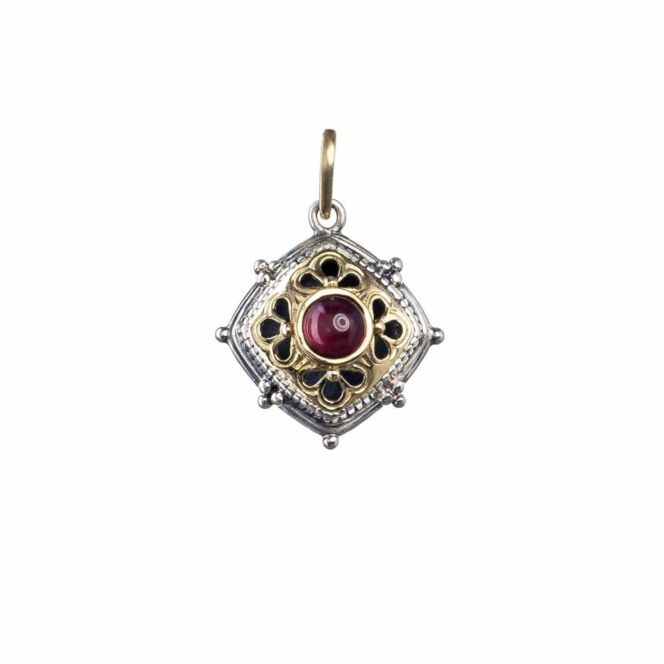 Byzantine pendant in 18K Gold and Sterling Silver with ruby - Image 5