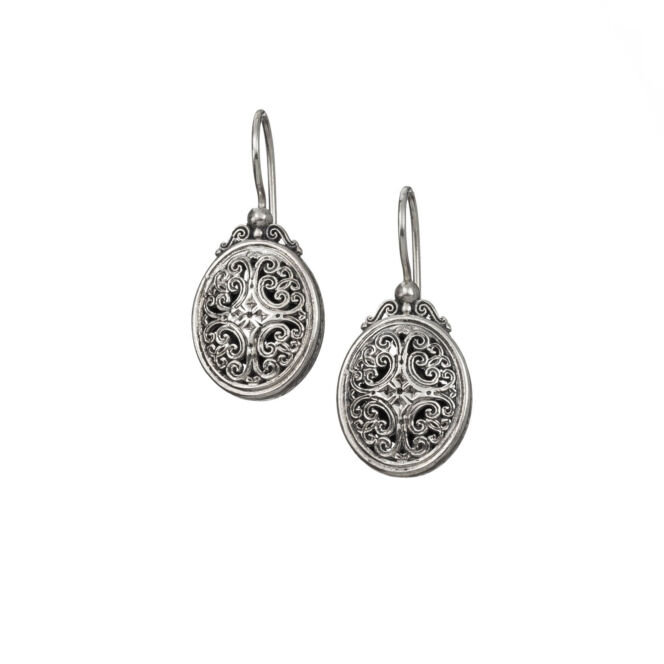 Earrings in sterling silver.Mediterranean small Oval Earrings in Sterling Silver
