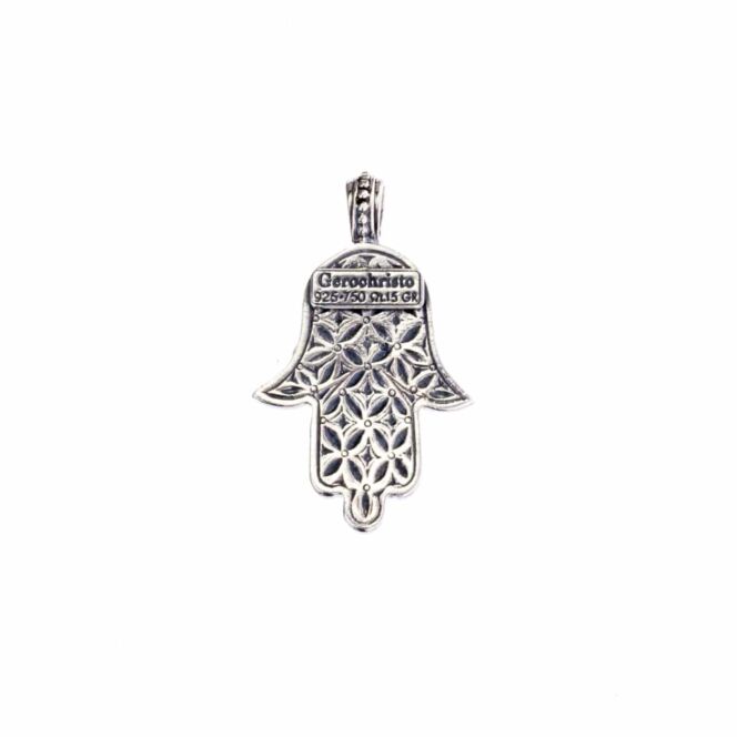hand of fatima with the star of David pendant in sterling silver and 18K Gold.Hamsa hand of fatima with the star of David pendant