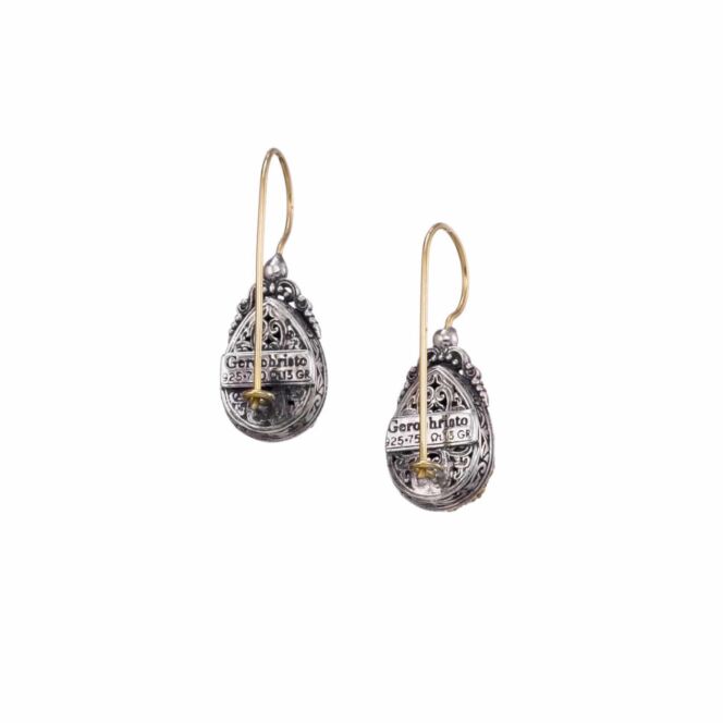 Iris medium drop earrings in 18K Gold and Sterling silver with doublet stones - Image 2