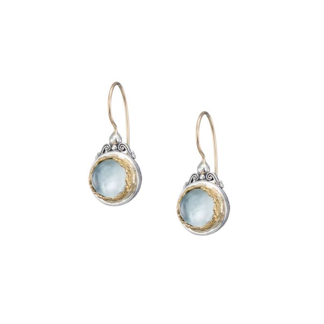 Iris small round earrings in 18K Gold and Sterling silver with doublet stones - Image 2