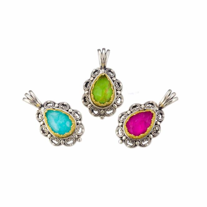 Pendant in Sterling silver with Gold plated parts & doublet stone 8x12mm.Penelope Pendant is Sterling Silver with Gold plated parts