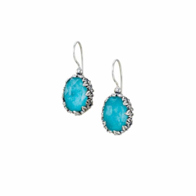 Earrings in sterling silver with doublet stones 10x14mm oval.Cyclamin Oval Earrings in Sterling silver with Doublet Stones