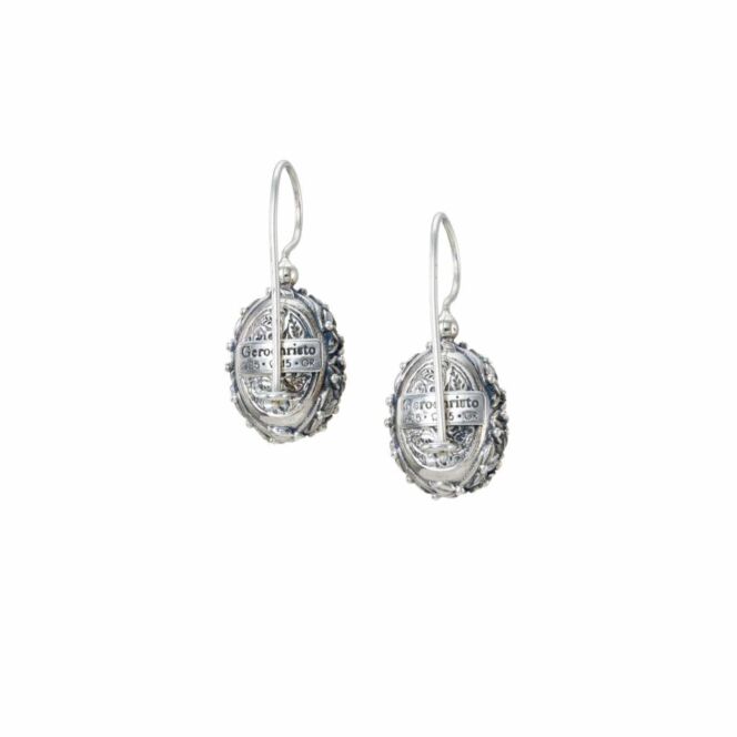 Cyclamin Oval Earrings in Sterling silver with Doublet Stones - Image 2