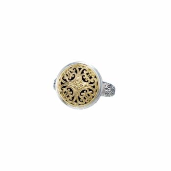 Ring in 18K solid Yellow Gold and sterling silver.Mediterranean Round Ring in 18K Gold and Sterling Silver