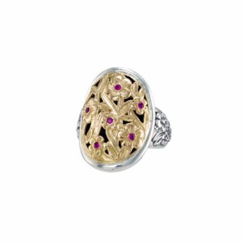 Ring in 18K solid Yellow Gold and sterling silver with rubies.Harmony ring in 18K Gold and Sterling silver with rubies