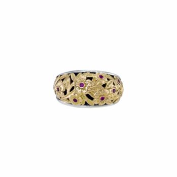 Ring in 18K solid Yellow Gold and sterling silver with rubies.Harmony ring in 18K Gold and Sterling silver with rubies