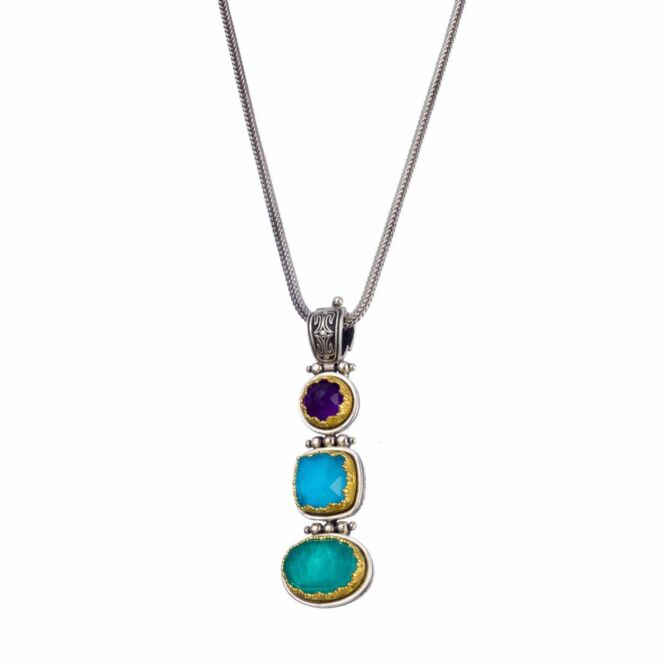 Iris Pendant in Sterling Silver with Gold Plated Parts - Image 5