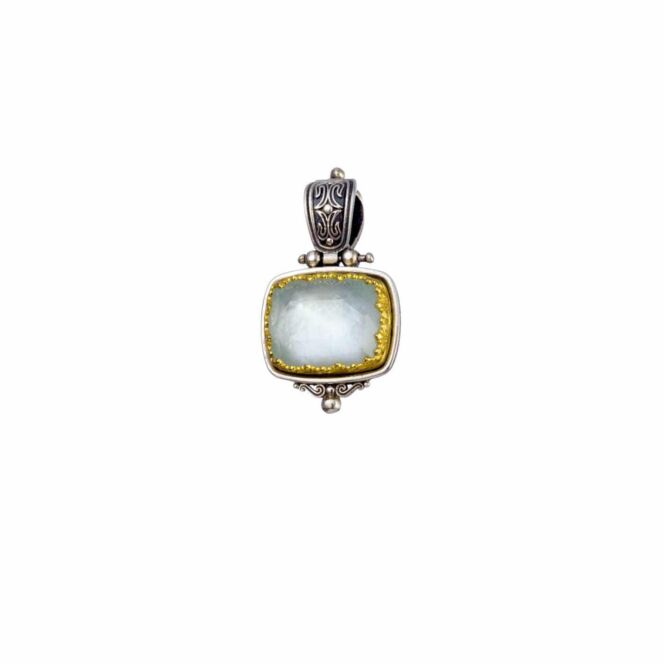 Pendant in sterling silver with Gold plated parts and doublet stone.Iris Pendant in Sterling Silver with Gold Plated Parts