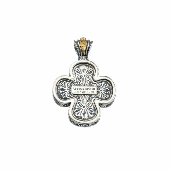 Cross in sterling silver with Gold plated parts mother of pearl and cubic zirconia - Image 3