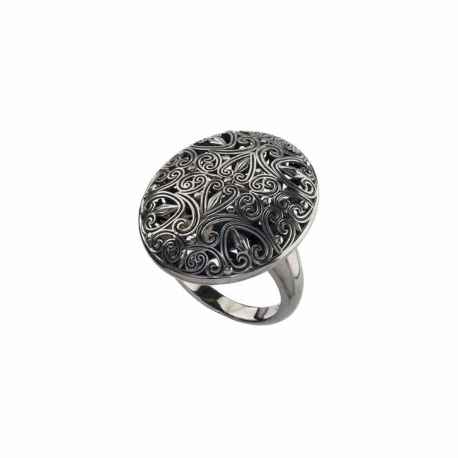 Kallisto Oval Ring in Black plated sterling silver - Image 2