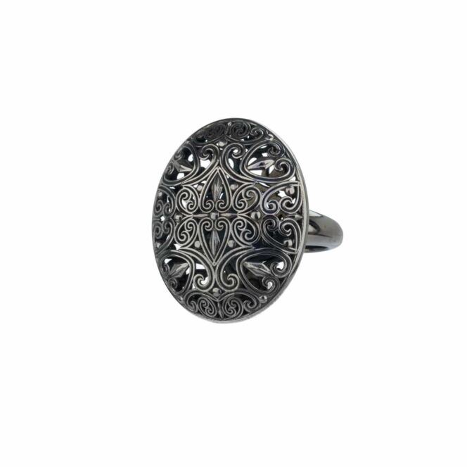 Ring in Black plated silver 925.Kallisto Oval Ring in Black plated sterling silver