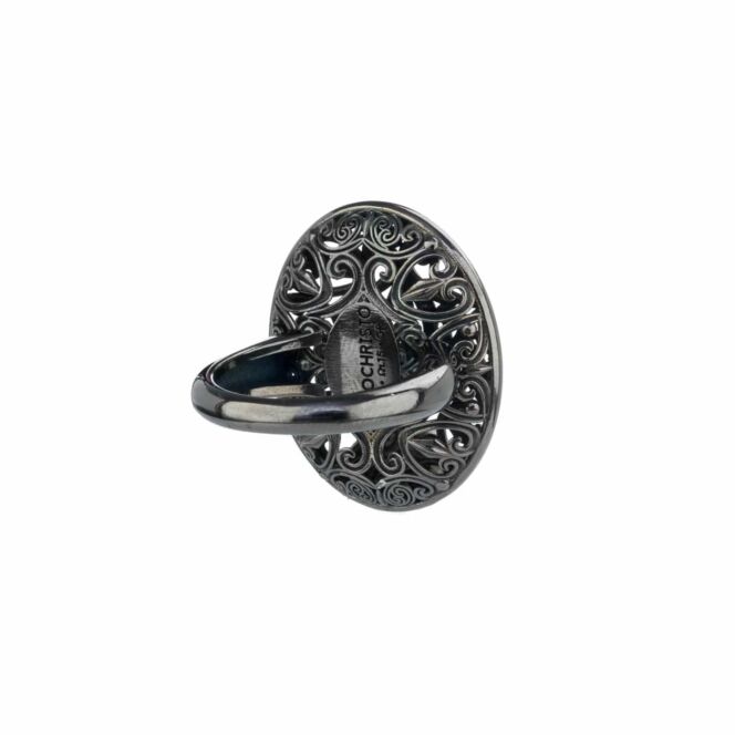 Kallisto Oval Ring in Black plated sterling silver - Image 3