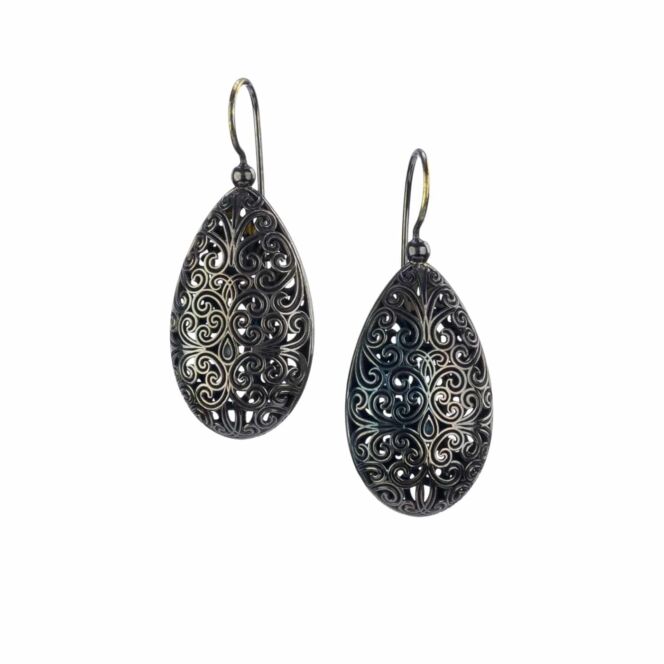 Teardrop earrings in Black plated silver 925.Kallisto teardrop earrings in Black plated silver 925
