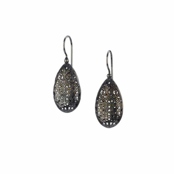 Teardrop earrings in Black plated silver 925.Kallisto teardrop earrings in Black plated silver 925