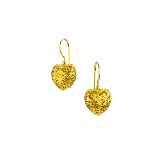 Heart earrings in Gold plated silver 925.Kallisto Heart Earrings in Gold plated silver 925