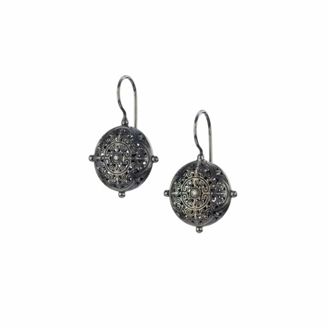 Round earrings in Black plated silver 925 and cubic zirconia (size 3)Kallisto Round earrings in Black plated silver 925