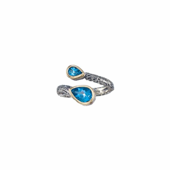 Eden's Garden double teardrop Ring in 18K Gold and Sterling Silver with Semi precious Stones - Image 5