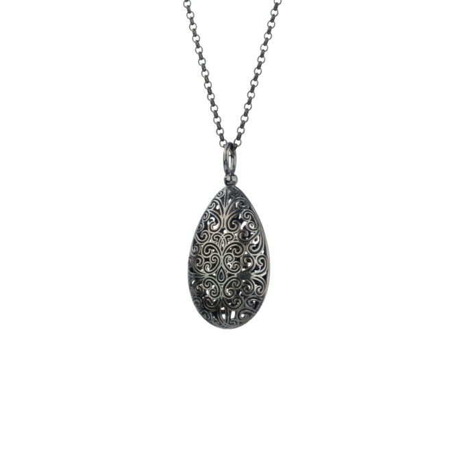 Pendant in black plated silver 925 (size2)Kallisto teardrop pendant in black plated silver 925