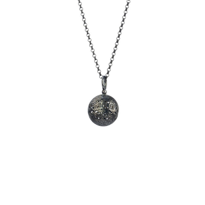 Pendant in black plated silver 925 (size 4)Kallisto round pendant in black plated silver 925