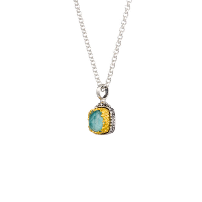 Dione square pendant in sterling silver with Gold plated parts - Image 2