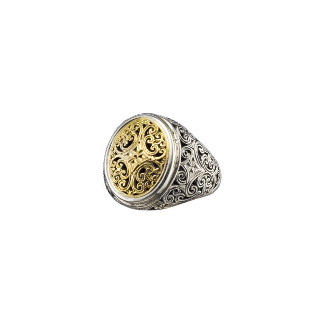 Mediterranean oval Ring in 18K Gold and Sterling Silver - Image 2
