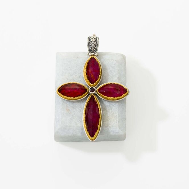 Iris cross in sterling silver with Gold plated parts - Image 5