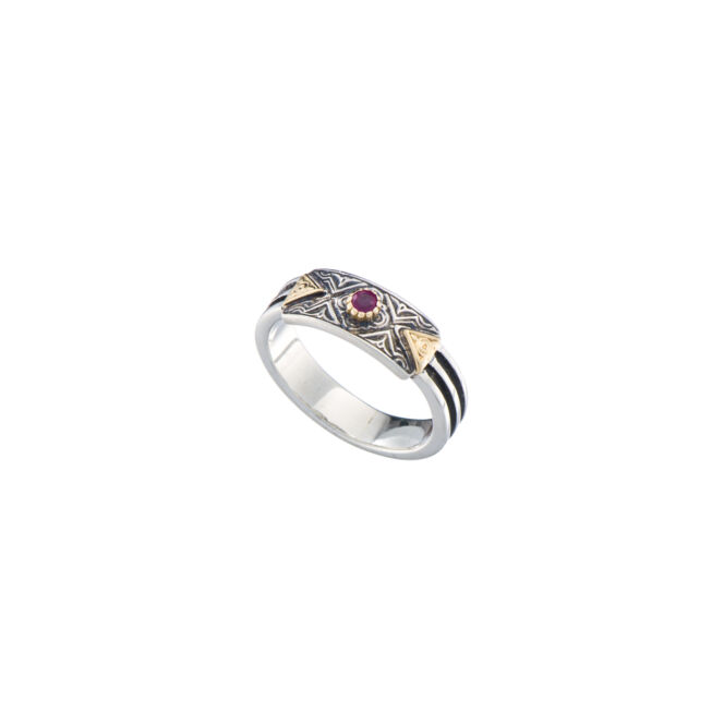 Band Ring in 18K Gold and Sterling silver with ruby - Image 2
