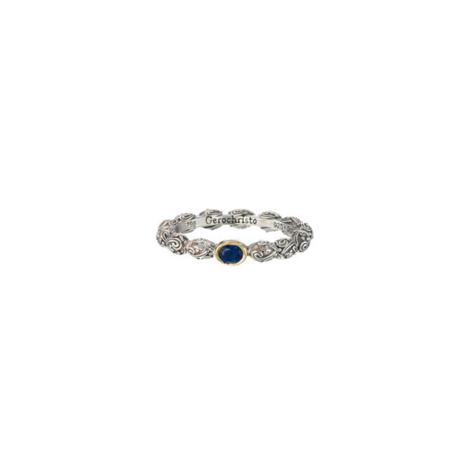 Eden's Garden Band Ring in Sterling silver with Gold K18 and Oval Gemstone - Image 12