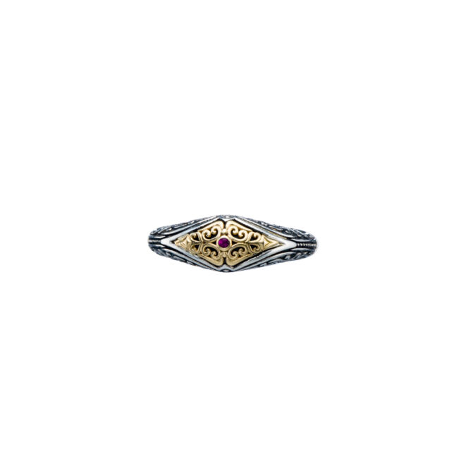 sterling silver and precious stone.Erotokritos Ring with precious stone in 18K Gold and Sterling silver