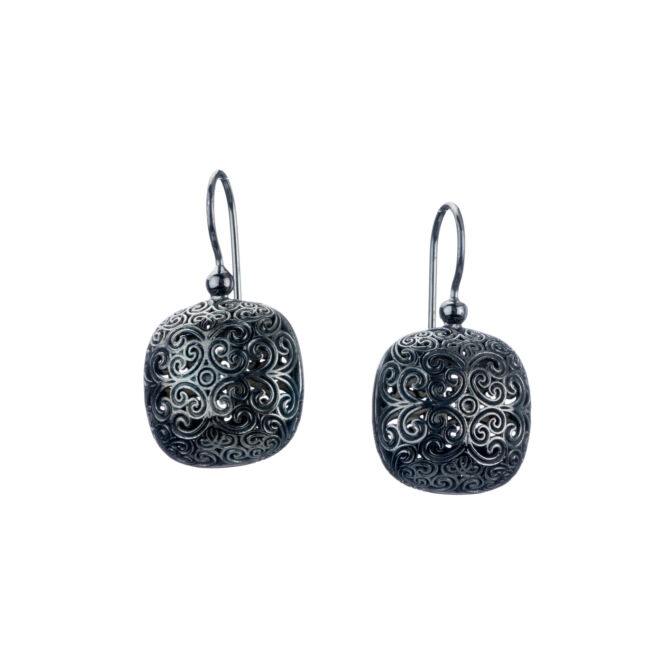 Cushion earrings in Black plated silver 925 (size 1)Kallisto cushion Earrings in Black plated silver 925