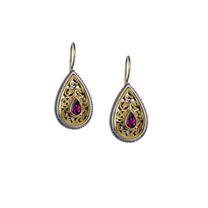 Garden shadows drop earrings in 18K Gold and Sterling Silver with blue topaz - Image 2