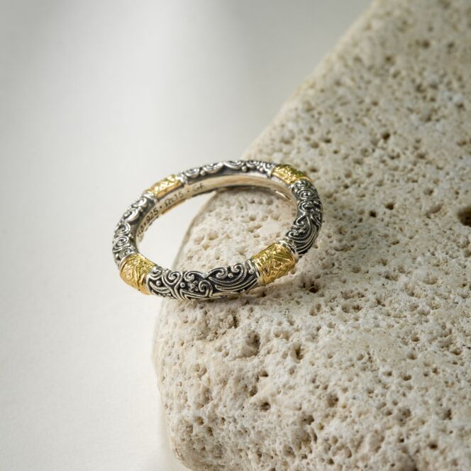Rings in 18K solid Yellow Gold and Sterling silverEden's Garden Band rings in 18K solid Yellow Gold and Sterling silver
