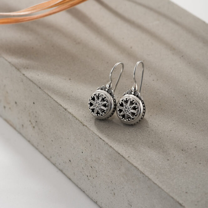 Round Earrings in Sterling Silver.Roxana Round Earrings in Sterling Silver
